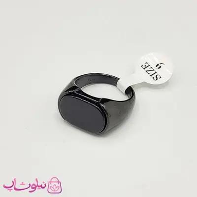 انگشتر مردانه استیل مشکی با سنگ بیضی کیفیت مستر کد 750