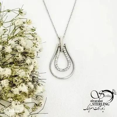 گردنبند نقره طرح اشکی ساخت ایتالیا کد 19618