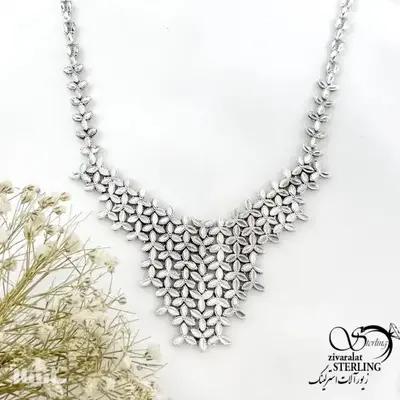 گردنبند تراش با نقره 925 عیار جواهری کد 21352