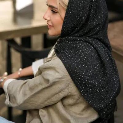 روسری نگین دار مجلسی مشکی سفید آبی سبز زرشکی کرم