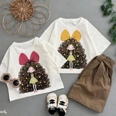 کراپ شورتک دخترانه..لباس دخترانه .بلوز شورت دخترانه