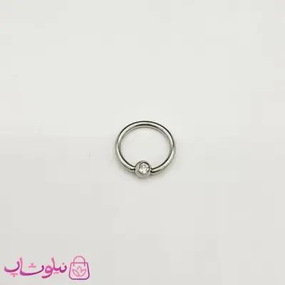 پیرسینگ بینی سپتوم یا گوش دیث مدل captive bead ring تک نگین سفید کد 515