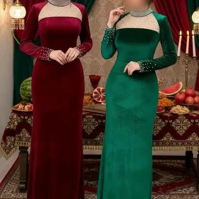 پیراهن مهمانی زنانه مخمل مدل لباس مجلسی یلدا.پیراهن شب یلدا.ماکسی یلدایی.شب یلدا