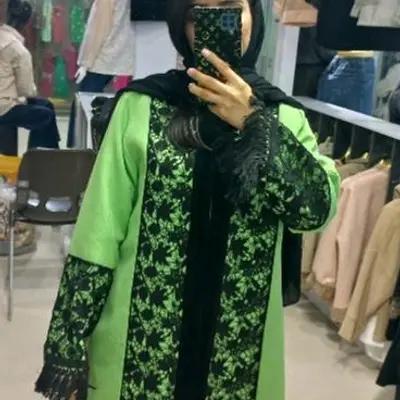 مانتو کتی آستین وجلو گیپوری نوار جلومخمل