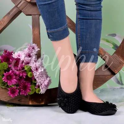پاپوش روفرشی زنانه پاپوش بافت برجسته گلدار جلوبسته کیفیت عالی