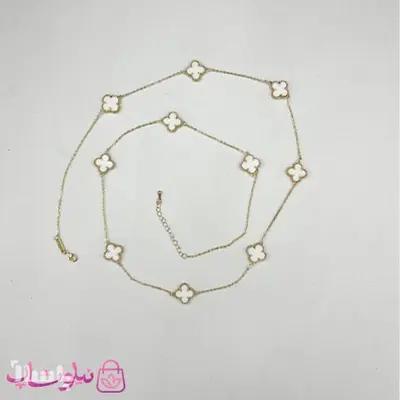 گردنبند رولباسی زنانه ونکلیف سفید آبکاری طلا کیفیت مستر کد 470