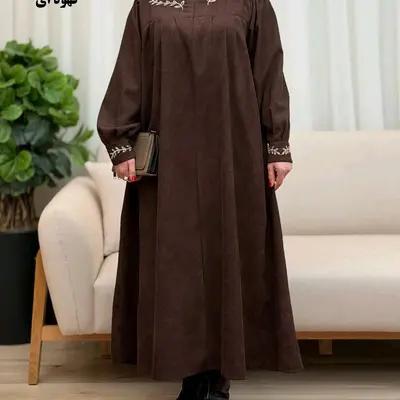 مانتو عبایی مخمل کبریتی پاییزه