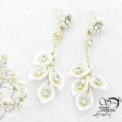گوشواره مجلسی آویز برگ سفید کد 15608-146379