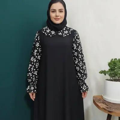 عبای مدل شکوفه مشکی عبای دخترانه گل گلی عبای