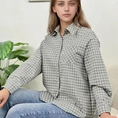شومیز چهارخونه شیک وارداتی گرم بالا