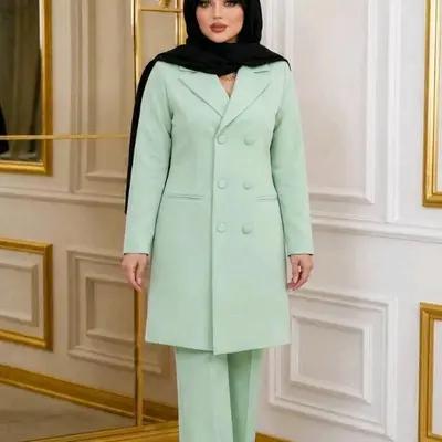 مانتو شلوار زنانه کرپ مدل بلند