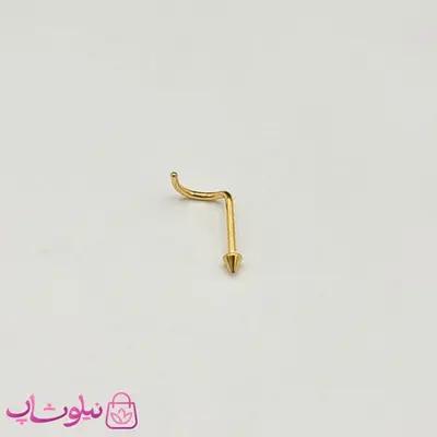پیرسینگ بینی منحنی مدل نوک مخروطی طلایی رنگ کد 515