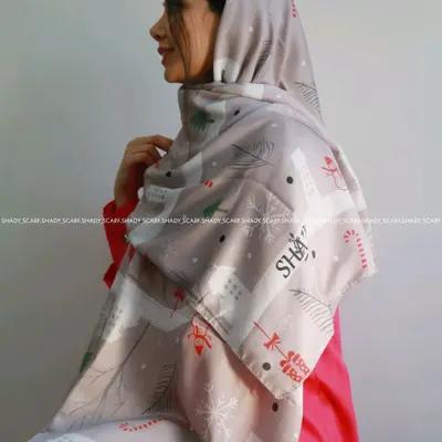 شال نخی طرح کریسمسی برفی برند شیدی