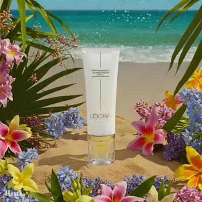 کرم ضد آفتاب SPF50 بی رنگ مناسب انواع پوست لدورا کر 80 میلی لیتر