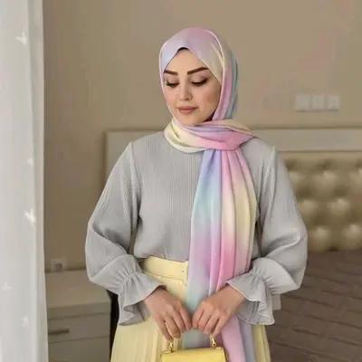 شال رنگی سبز آبی لیمویی صورتی پاستیلی