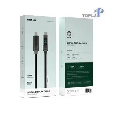 کابل شارژ گرین لاین مدل Digital Display USB-C to USB-C با نمایشگر دیجیتال و توان 100 وات