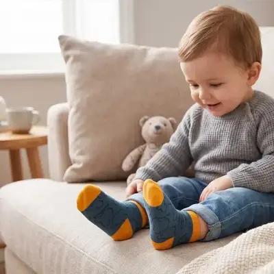 جوراب پسرانه پنبه ای آبی ایرانی