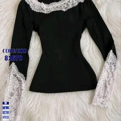 شومیز مجلسی استین گیپور 81670 سایز بزرگ