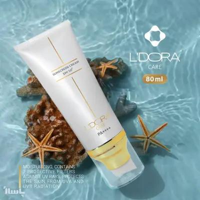 کرم ضد آفتاب +SPF50 بی رنگ مناسب انواع پوست لدورا کر 80 میلی لیتر