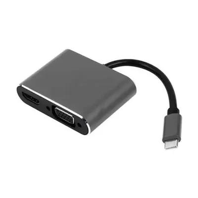 مبدل Type-C به HDMI و VGA کی نت مدل K-COUC30HV با رزولوشن 4K