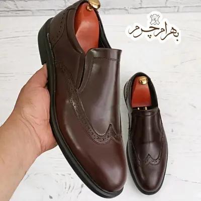 کفش مردانه روزمره اداری چرم طبیعی مدل هاوانا قهوه ای