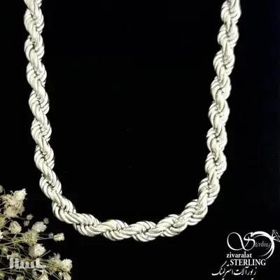 زنجیر (گردنبند) 925عیار مردانه مدل پیچی درشت کد 21370