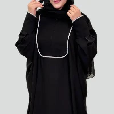 مانتو مجلسی کرپ مدل عبایی کرپ الیزه نوارمغزی دوزی
