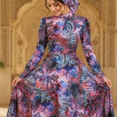 ست دوتیکه پیراهن و مینی اسکارف مدل گلسا