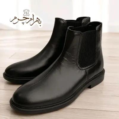کفش نیم بوت مردانه اسپرت چرم طبیعی دست دوز(مدل کوین مشکی)-144056