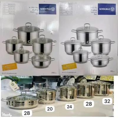 سرویس قابلمه کرکماز 10پارچه آستراترکیه اصل (ارسال پس کرایه))درب استیل