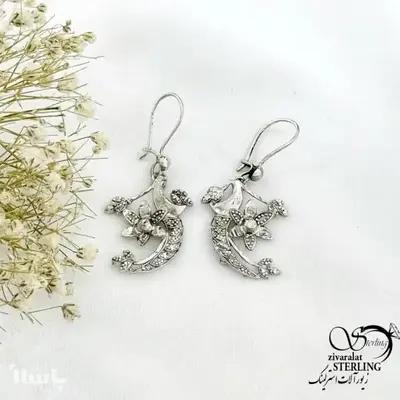 گوشواره نقره دست ساز طرح گل کد 21331