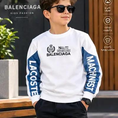 بلوز پسرانه اسپرت سفید BALENCIAGA سایز 50 شیک و خاص مناسب 6 سال