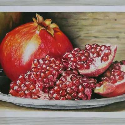 تابلو نقاشی مدادرنگی طرح انار