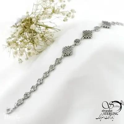 دستبند نقره 925 عیار ایتالیا طرح لوزی کد 21320