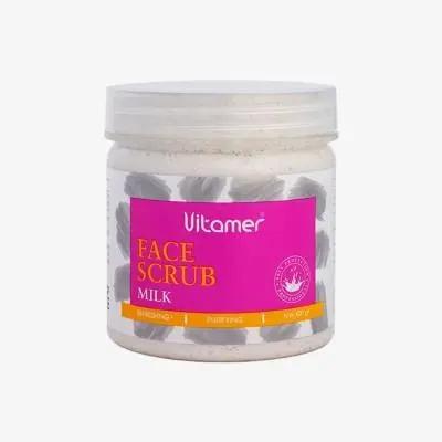 کرم اسکراب صورت ویتامر مدل شیر مناسب برای انواع پوست حجم 400 میلی‌لیتر Vitamer Milk Facial Scrub Cream – Suitable for All Skin Types – 400 ml