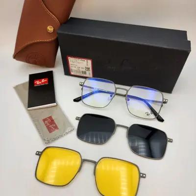 عینک طبی مگنتی با 2 کاور آفتابی و دید درشب رای بن کد 7013 RAY BAN