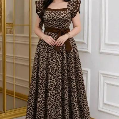 پیراهن زنانه حریر الیزه مازراتی مدل عروسکی پلنگی
