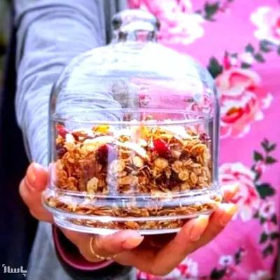 بانکه سایز بزرگ ظرف شیشه ای و تنقلات خوری عسل خوری دایره
