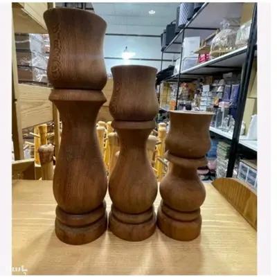 جاشمعی 3عددی سایز بزرگ چوب گردو