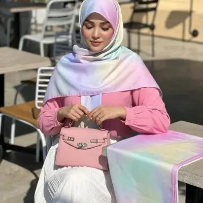 روسری رنگین کمانی صورتی زرد سبز آبی پاستیلی