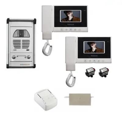 مجموعه دربازکن تصویری سیماران مدل 43HS-VFC2D دو طبقه به همراه محافظ ولتاژ مانیتور