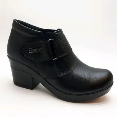 نیم بوت چسبی زنانه پاشنه هفت سانت چرم صنعتی ازسایز37تا41رنگ مشکی-126685