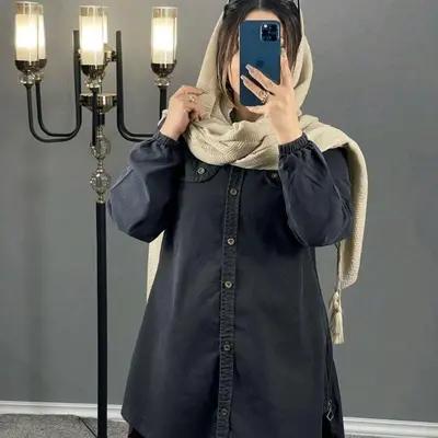 مانتو اسپرت زنانه جین مدل مانتو جین کاغذی بغل زیپ-159115