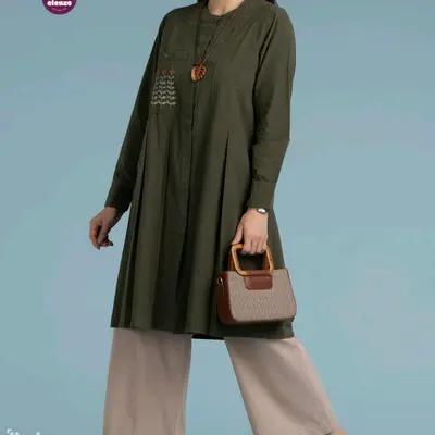 مانتو زنانه بلند نخی اداری دانشجویی گلدوزی ریما