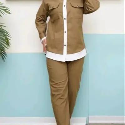 مانتو اسپرت زنانه کتان مدل ست مانتو و شلوار-153189