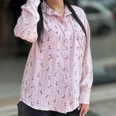 مانتو اسپرت زنانه نخی مدل مانتو شومیز اسپرت دخترانه طرح بابونه