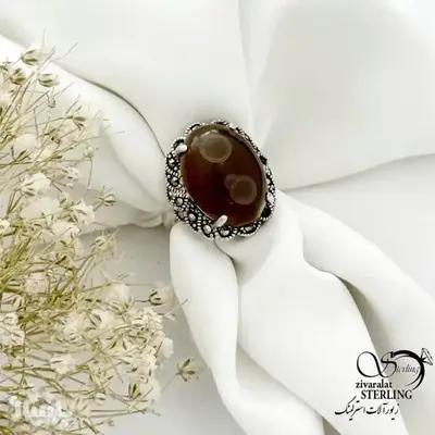 انگشتر نقره زنانه سنگ باباقوری ساخت ایتالیا کد 21460