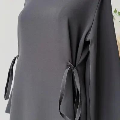پانچو زنانه کرپ مدل مانتو عبایی گره ای شیک