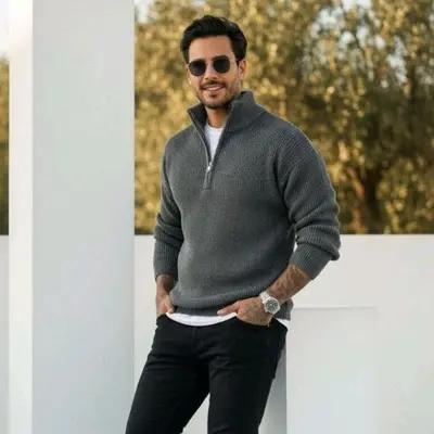 بلوز بافت مردانه نیم زیپ مناسب روز مرد 96145