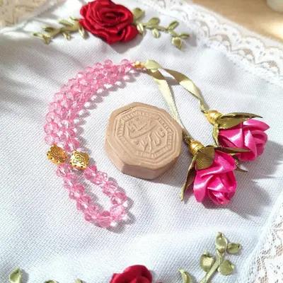 تسبیح فانتزی 33 تایی گلدار صورتی